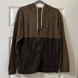 Billabong Men's Zip-Up Sweater in Olive Green and Gray